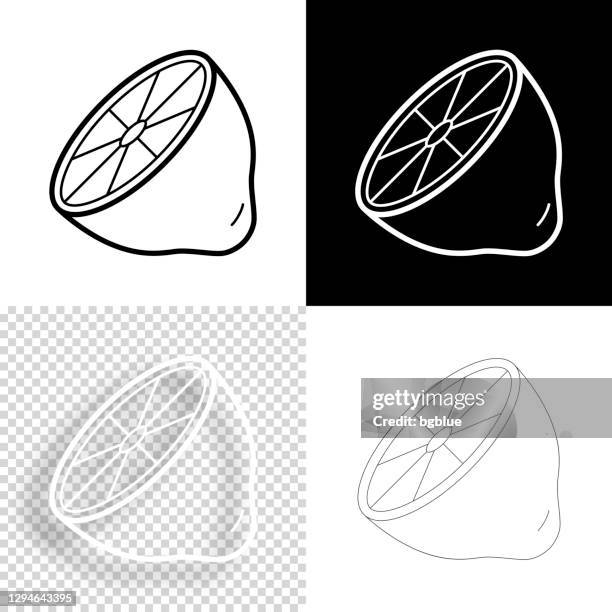 half lemon. icon for design. blank, white and black backgrounds - line icon - lemon black background stock illustrations