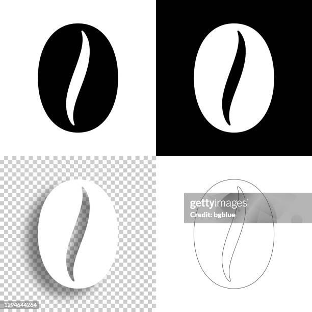 kaffeebohne. symbol für design. leere, weiße und schwarze hintergründe - liniensymbol - rohe kaffeebohne stock-grafiken, -clipart, -cartoons und -symbole
