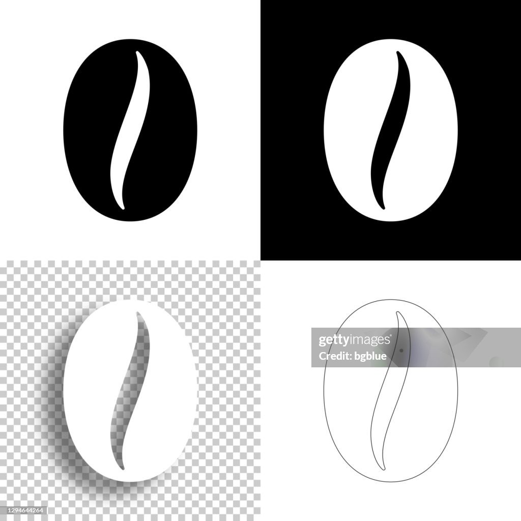 Grano de café. Icono para el diseño. Fondos en blanco, blanco y negro - Icono de línea