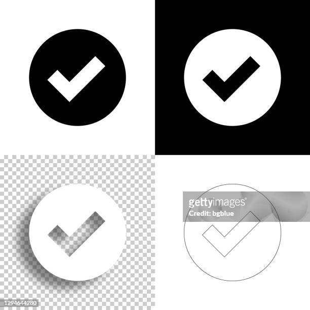 häkchen. symbol für design. leere, weiße und schwarze hintergründe - liniensymbol - kästchen zum ankreuzen stock-grafiken, -clipart, -cartoons und -symbole