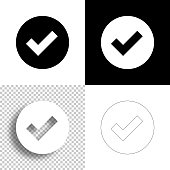 Check mark. Icon for design. Blank, white and black backgrounds - Line icon