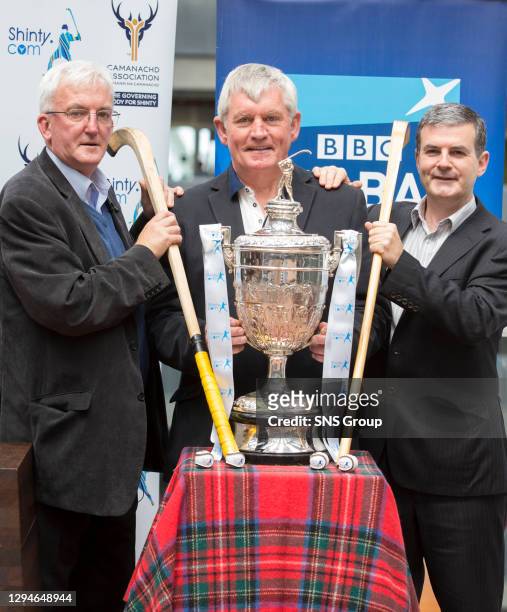Hugh Dan MacLennan , Jock Turner Donald Campbell make the draw for the 2016 Chamanachd Cup Semi-Final, where Beauly/Kinlochshiel will face Newtonmore...
