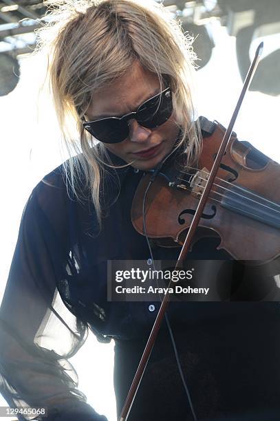 Charity Rose Thielen of The Head and the Heart performs on Day 2 of the Treasure Island Music Festival 2011 on October 16, 2011 in San Francisco,...