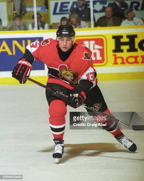 Vinny Prospal of the Ottawa Senators skates against the Toronto Maple Leafs during NHL game action on November 14, 1998 at Maple Leaf Gardens in...