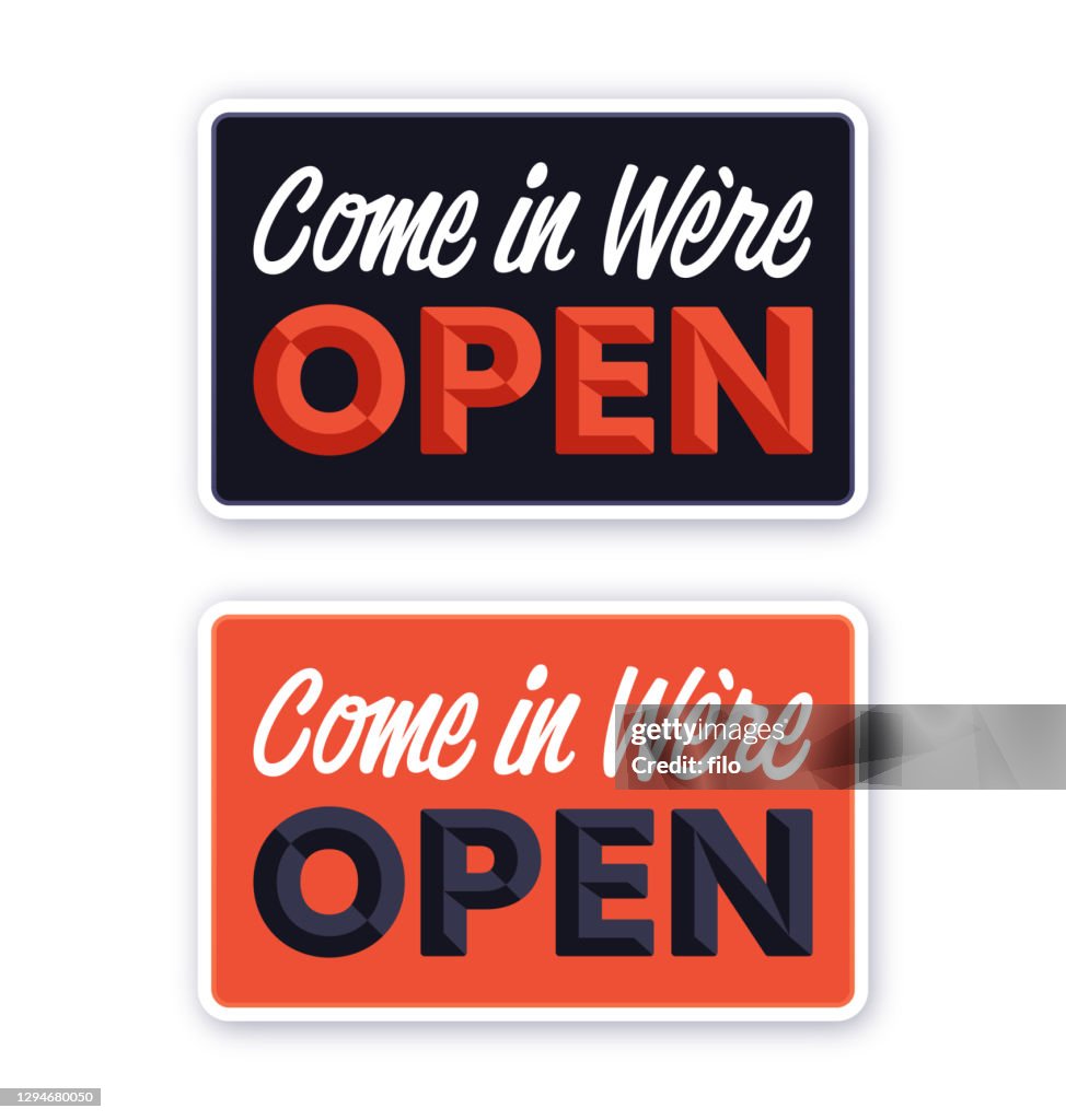 Kom in Vi är Open Sign