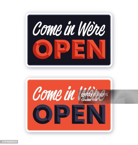 come in we're open sign - vintage open sign stock illustrations