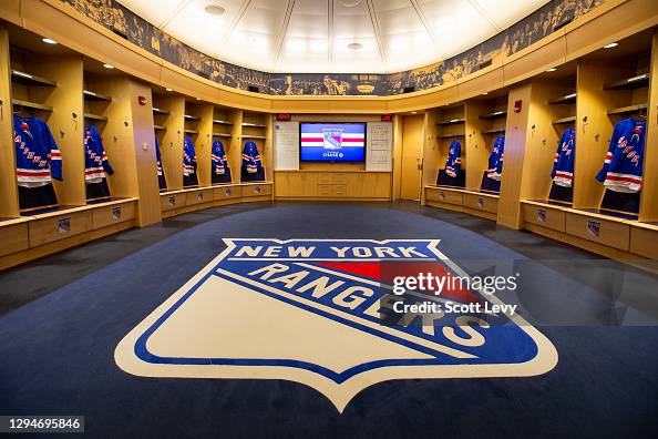 Room Rangersfv A wide view of the New York Rangers locker room is seen at Madison ...