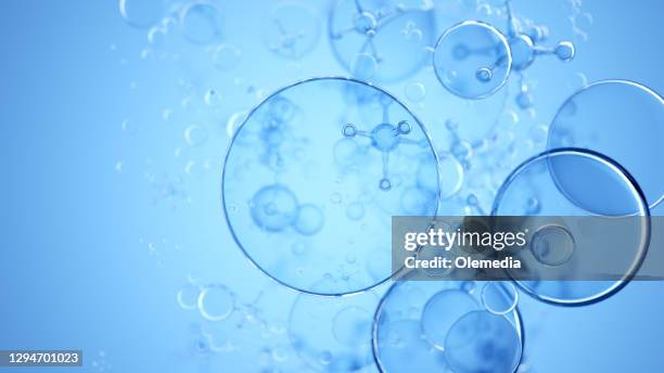 abstract nano molecular structure. water 3d spheres - water bubbles stock pictures, royalty-free photos & images