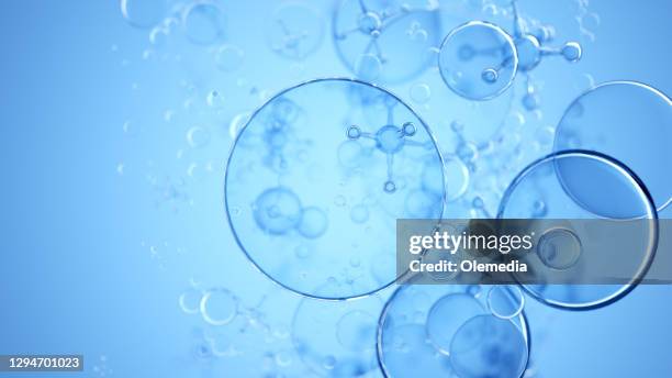 abstract nano molecular structure. water 3d spheres - abstract molecule imagens e fotografias de stock