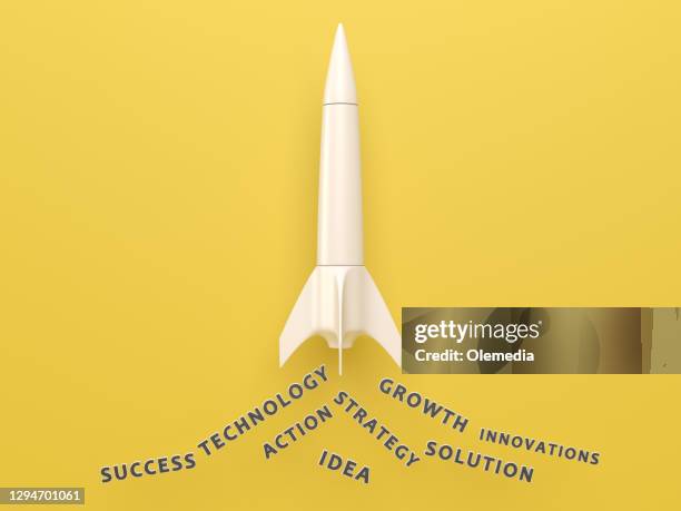 creativity and ideas. rocket 3d concept - dimensions launch party stock pictures, royalty-free photos & images