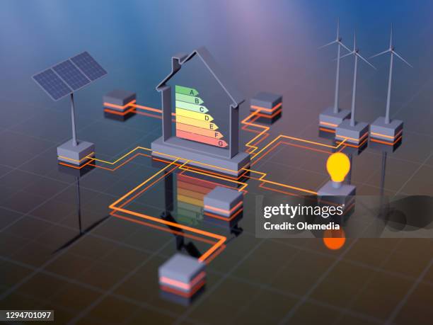 haus energieeffizienz grüne energie und umweltschutz - energieeffizienz stock-fotos und bilder