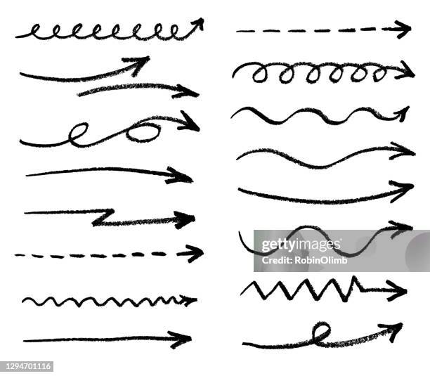 long doodle arrows - crayons stock illustrations