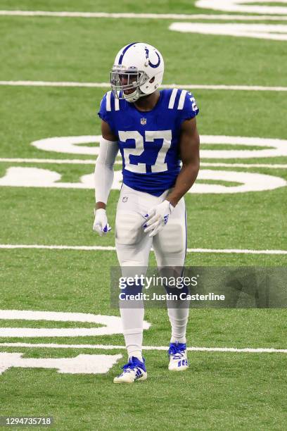 Xavier Rhodes of the Indianapolis Colts in action in the game against the Jacksonville Jaguars at Lucas Oil Stadium on January 03, 2021 in...