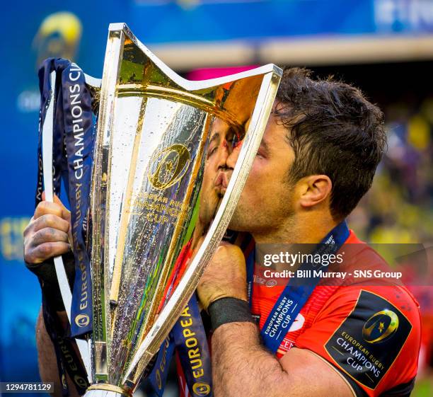 Saracens captain Brad Barritt celebrates retaining the Champions Cup