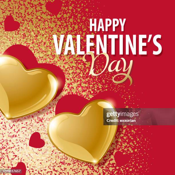 stockillustraties, clipart, cartoons en iconen met valentijnsdag gouden harten - heart shape stencil