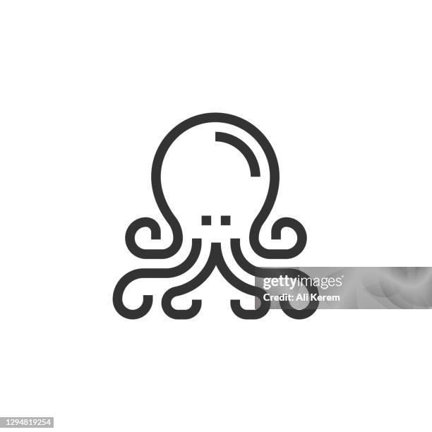 illustrations, cliparts, dessins animés et icônes de icône de ligne de poulpe - octopus