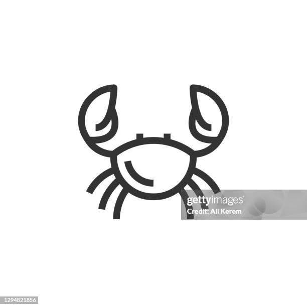 crab line icon - crab stock illustrations
