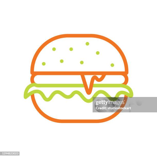 hamburger line icon. editable stroke - steak salad on white stock illustrations