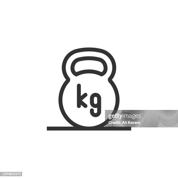 kettlebell line icon - kettlebell exercise stock illustrations