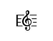 Musical score vector icon. Treble Clef vector. Isolated musical sheets, music note flat symbol