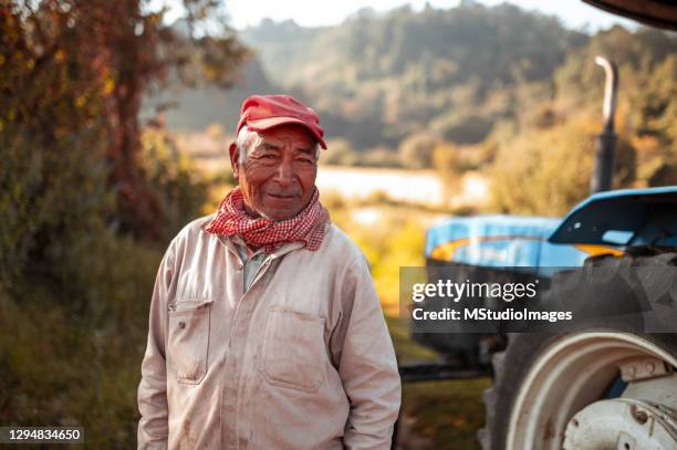 porträt eines leitenden landarbeiters - farmhand stock-fotos und bilder