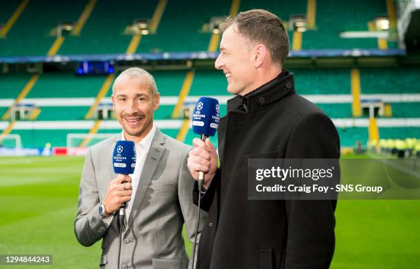 V PSG.CELTIC PARK - GLASGOW.Former Celtic strikers Henrik Larsson and Chris Sutton