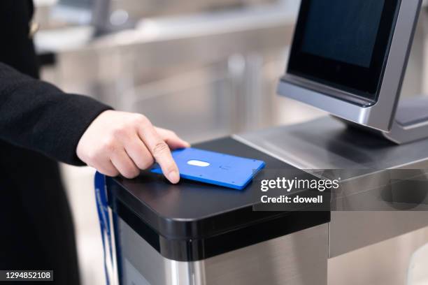 pass security check with id card - nfc stock pictures, royalty-free photos & images