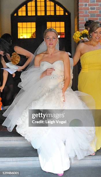 Lindsay Czarniak enters the Church of the Holy City on her wedding day on October 15, 2011 in Washington, DC.