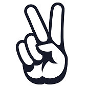 Peace sign. Hand Gesture V victory or peace Sign Line Art, vector icon for apps, websites, T-shirts, etc.,