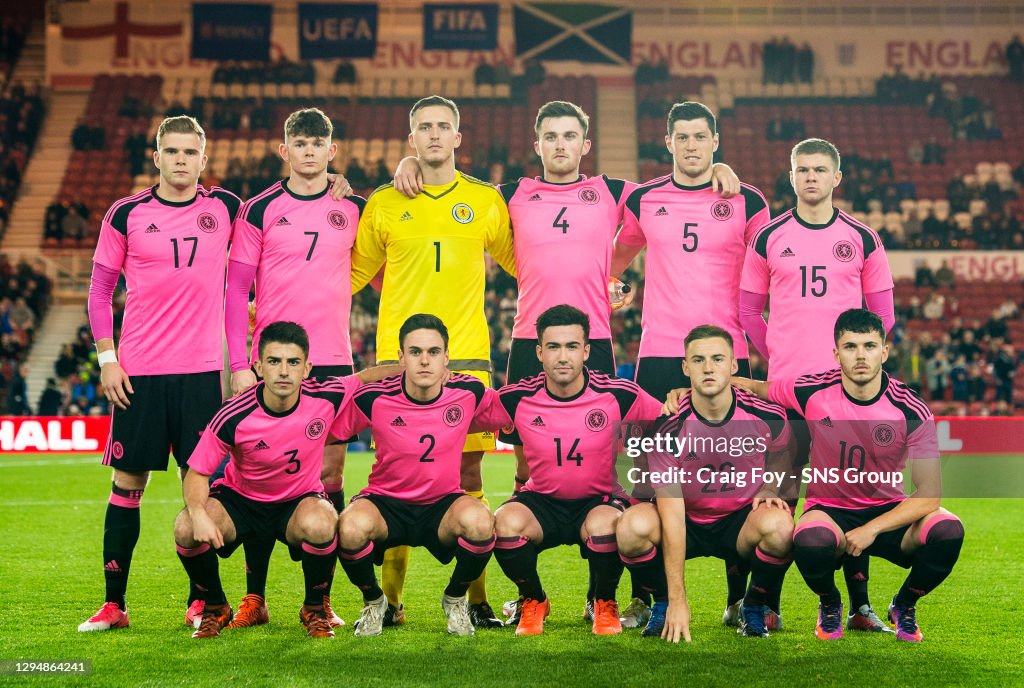 06/10/17 UEFA U21 EUROPEAN CHAMPIONSHIP QUALIFYING .ENGLAND U21 v SCOTLAND U21.RIVERSIDE STADIUM - MIDDLESBROUGH.Scotland Team Photo..BACK ROW: Scotland's Chris Cadden, Oliver Burke, Ryan Fulton, John Souttar, Scott McKenna, Dom Thomas...FRONT ROW: Greg T