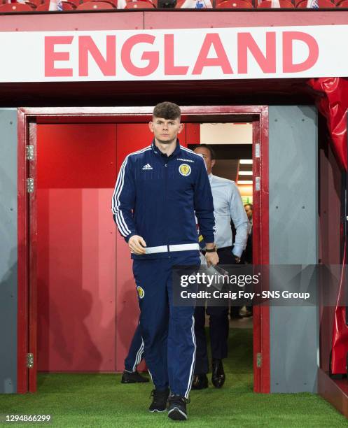 V SCOTLAND U21 .RIVERSIDE STADIUM - MIDDLESBROUGH.Oliver Burke in action for Scotland