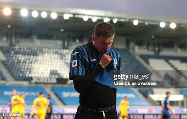 Josip Ilicic of Atalanta B.C. Reacts after being substituted during the Serie A match between Atalanta BC and Parma Calcio at Gewiss Stadium on...