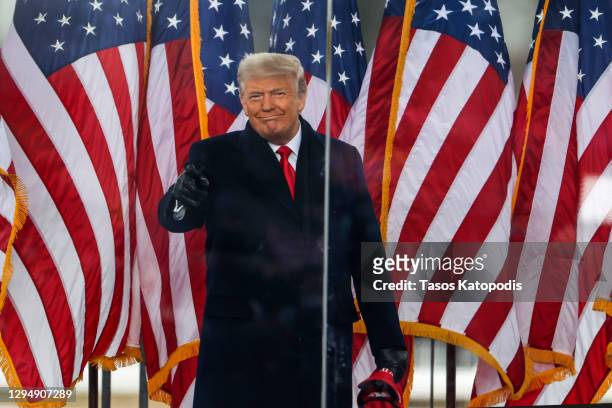 President Donald Trump arrives at the "Stop The Steal" Rally on January 06, 2021 in Washington, DC. Trump supporters gathered in the nation's capital...