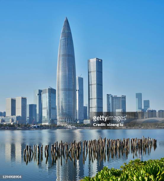 skyscrapers in nanshan district shenzhen - shenzhen stock pictures, royalty-free photos & images