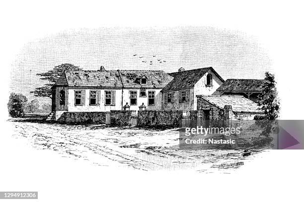 napoleon's home at longwood on st. helena - st helena stock illustrations