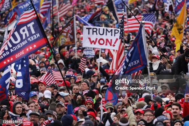 Crowds arrive for the "Stop the Steal" rally on January 06, 2021 in Washington, DC. Trump supporters gathered in the nation's capital today to...