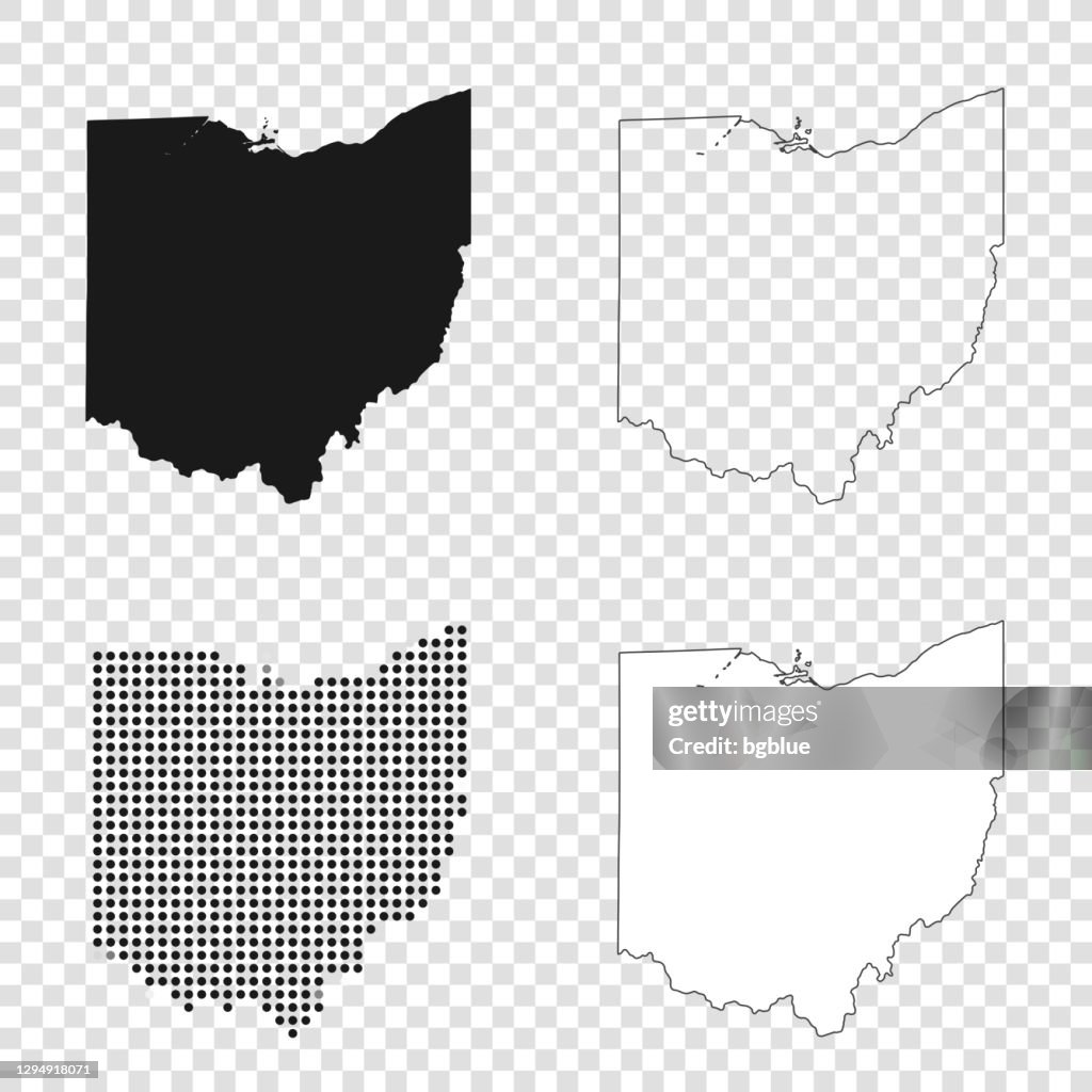Ohio Layered Map Ohio Maps For Design Black Outline Mosaic And White High-Res Vector ...