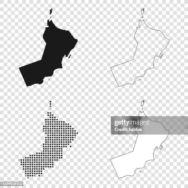 oman maps for design - black, outline, mosaic and white - muscat stock illustrations