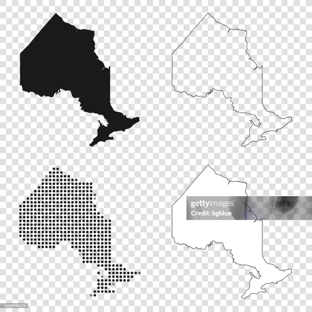 Mappe dell'Ontario per il design - Nero, contorno, mosaico e bianco