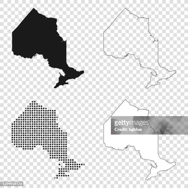 ontario maps for design - black, outline, mosaic and white - ontario canada stock illustrations