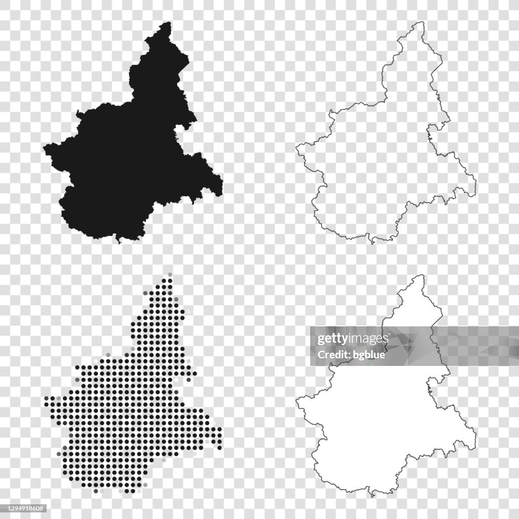 Mapas piamontesos para el diseño - Negro, contorno, mosaico y blanco
