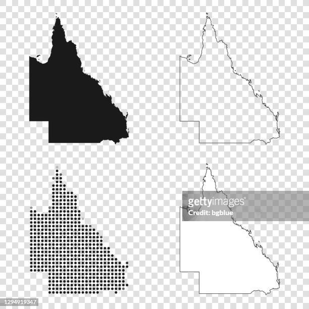 queensland maps for design - black, outline, mosaic and white - queensland stock illustrations