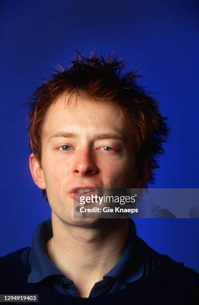 Studio portrait of Radiohead, Thom Yorke, Luna theater, Brussels, Belgium, 5th December 1995.