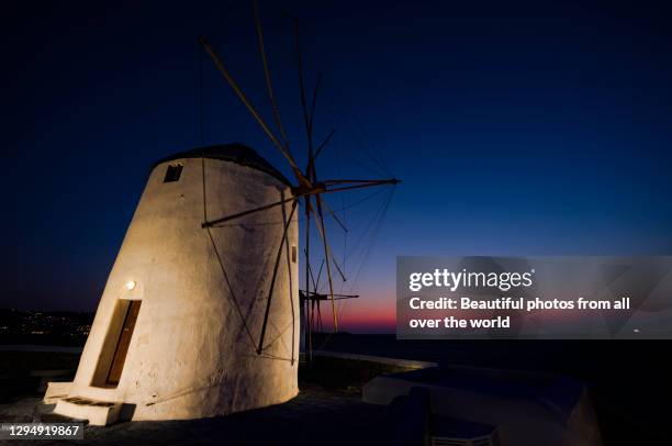 windmill twilight - egeo meridionale stock-fotos und bilder
