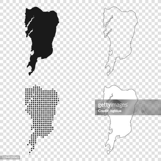 ilustraciones, imágenes clip art, dibujos animados e iconos de stock de mapas de salsette para diseño - negro, contorno, mosaico y blanco - bombay map