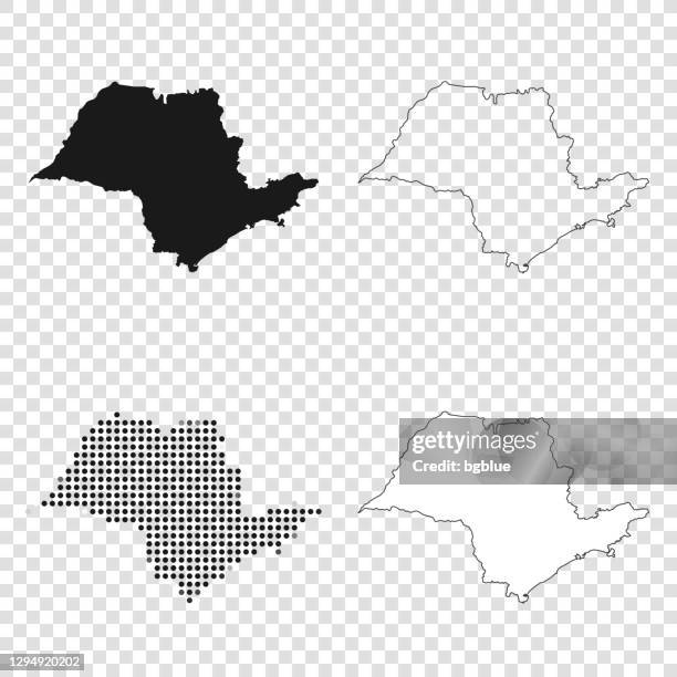 ilustrações, clipart, desenhos animados e ícones de mapas de são paulo para design - preto, contorno, mosaico e branco - são paulo