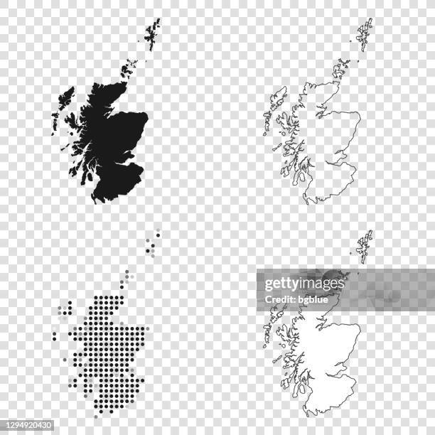 bildbanksillustrationer, clip art samt tecknat material och ikoner med skottland kartor för design - svart, kontur, mosaik och vit - scotland