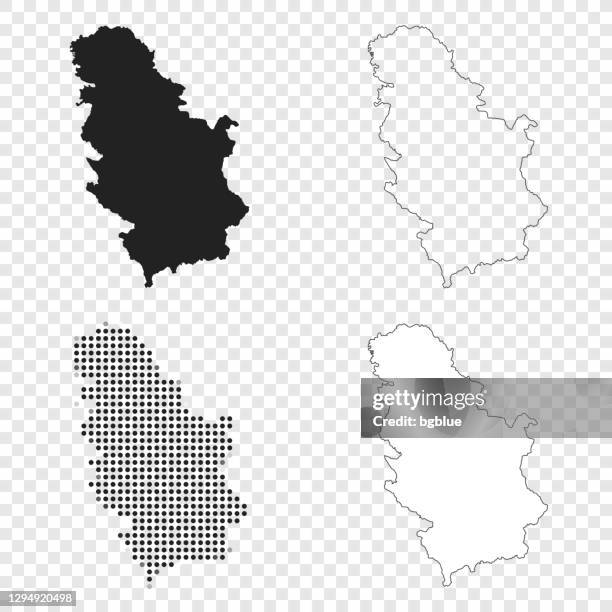 serbia maps for design - black, outline, mosaic and white - serbia map stock illustrations