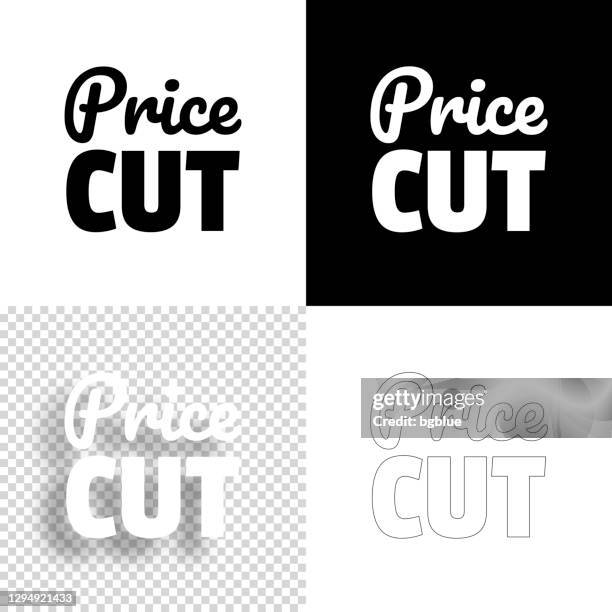 price cut. icon for design. blank, white and black backgrounds - line icon - lowering stock illustrations