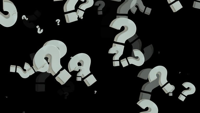 Fly Question Mark 4K Flying Question Mark Abstract Loopable Animation, Black Color ...